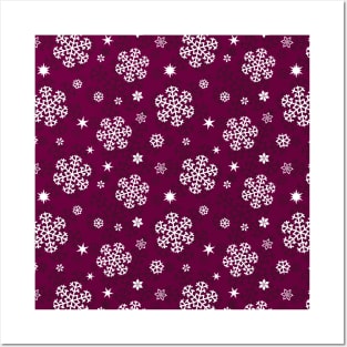 Snowflakes Pattern on Imperial Purple Posters and Art